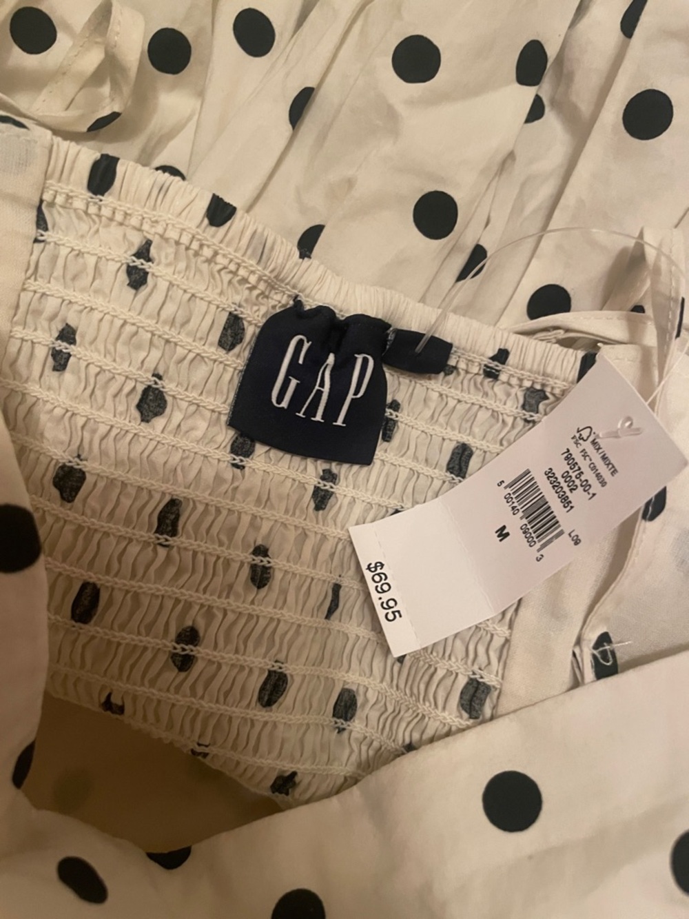 Gap White Polka Dot Spaghetti Strap Poplin Bubble Top - Picture 4 of 5